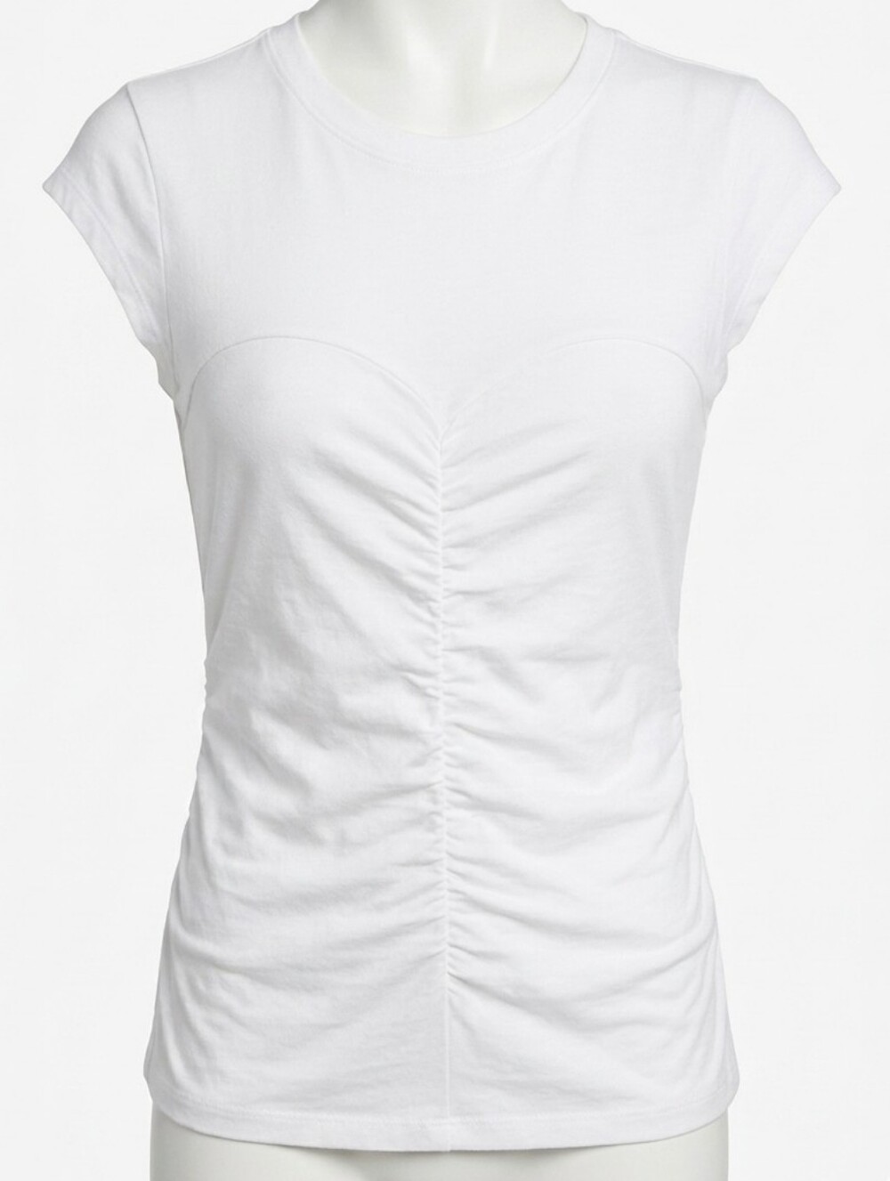 Express White Cap Sleeve Rouched Detail Women's Top Size M Flattering